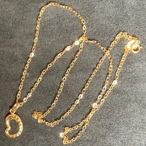 LINK w/ HEART PENDANT 18K REAL GOLD